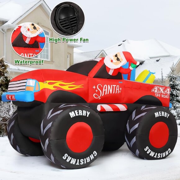 ⚡7.5 FT Christmas Inflatable Monster Truck Built-in LED Yard Outdoor Decoration - Picture 6 of 6